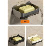 Shein 3 piezas Jabonera de pared para ducha, sin perforación/sin taladro, jabonera con drenaje automático y bandeja de drenaje extraíble, adhesivo incluido,