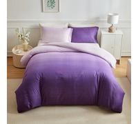 Shein 3 piezas Juego de ropa de cama con edredón de tonos púrpura de poliéster, juego de ropa de cama minimalista y de moda adecuado para todas las estacion