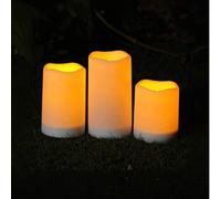 Shein 3 piezas Luces de vela solares impermeables para exteriores, alimentadas por energía solar, velas sin llama solares para exteriores, faroles, sensor s