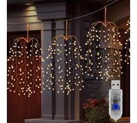 Shein 3 piezas Luces LED tipo sparkler, 300 LED, alimentadas por USB, luces colgantes para exteriores para patio, jardín, senderos, bodas, fiestas