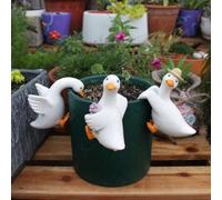 Shein 3 Piezas Maceta Colgante de Pato Escalador de 3 Pulgadas, Estatua de Pato Colgante para Jardín, Decoración de Pato Lindo para Interior y Exterior, Dec