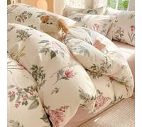 Shein 3 piezas Nuevo conjunto de ropa de cama "Spring Day" 2026, estampado floral americano de algodón, 2 fundas de almohada + 1 edredón