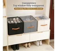 Shein 3 piezas Organizador de almacenamiento de caja de zapatos plegable, adecuado para cajas de zapatos cuadradas, no impermeable, multiusos, con tapa