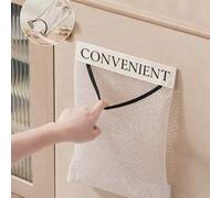Shein 3 piezas Soporte para bolsas de basura de cocina, bolsa de almacenamiento de gran capacidad montada en la pared, bolsa de malla de plástico con gancho