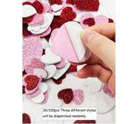 Shein 30/120 piezas Pegatinas de espuma con purpurina en forma de corazón, esencial para DIY, adecuado para cajas de regalo, bolsos, tarjetas de felicitació