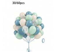 Shein 30/60 unidades Globos con temática submarina, globos azules y verdes con tonos pastel azul verdoso, blanco y transparente para decoración de fiesta de