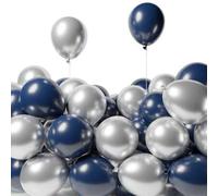 Shein 30/80/120/200 unidades Globos de fiesta azul marino y plateado, globos de látex redondos de helio de 5/10/12 pulgadas de grosor, globos azul marino y