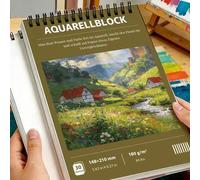 Shein 30 hojas Cuaderno de bocetos de acuarela estilo alemán 180gsm con espiral, bloc de dibujo de viaje para artistas y amantes de la pintura