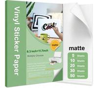 Shein 30 hojas de papel de vinilo imprimible premium, blanco mate autoadhesivo, papel de pegatina resistente al agua, colores de secado rápido, resistente a