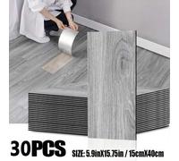 Shein 30 piezas Papel tapiz autoadhesivo de grano de madera vintage, pegatina de piso antideslizante y reutilizable de PVC, adecuado para proyectos DIY, enc