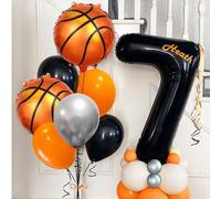 Shein 30 piezas/Set de globos de pilar de baloncesto para cumpleaños, para decoración de fiesta de cumpleaños con tema de baloncesto, globos de fiesta depor