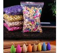 Shein 300 conos de incienso de flujo inverso hechos a mano 100% naturales con aromas de cascada, rosa, tulipán, jazmín y lavanda para quemador de incienso d