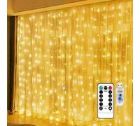 Shein 300 LEDS Luces de cortina con control remoto, luces de cadena con 8 modos con control remoto, luces de cortina para colgar en la pared o ventana para