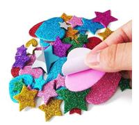 Shein 300 piezas de pegatinas de espuma brillante de colores, pegatinas brillantes con forma de estrella y corazón mini autoadhesivas, recuerdos de fiesta p