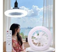 Shein 30W Ventilador de techo LED inteligente sin aspas - Control remoto, base de bombilla E27, diseño ultra delgado cerrado, 3 velocidades de viento, regul