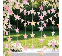 Shein 36pcs/180pcs Banderines Colgantes de Estrellas Brillantes Decoración de Graduación 2026 Guirnalda de Estrellas de 130ft Fondo con Brillo Suministros p