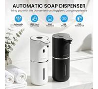 Shein 380ml Dispensador de jabón automático sin contacto, bomba eléctrica de espuma líquida, lavamanos sensor recargable, 6 modos ajustables, IPX5 resistent