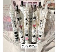 Shein 4/1 pieza Bolígrafos de gel con forma de gato lindo, agarre cómodo, tinta negra de secado rápido de 0.5mm, diseño de gato encantador, adecuado para un