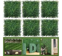Shein 4/10 piezas Pared de planta de boj artificial de plástico, pantalla de privacidad resistente a los rayos UV, panel de pared verde de césped de seto ar