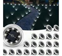 Shein 4/2 piezas Luces solares de suelo 8-LED de acero inoxidable Luces empotradas a prueba de agua Luces decorativas para exterior Jardín/Camino/Balcón Ele
