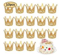 Shein 4/6/10/12 piezas Decoraciones reutilizables en forma de corona mini para pasteles, sombreros de pastel pequeños con perlas adecuados para mujeres, nov