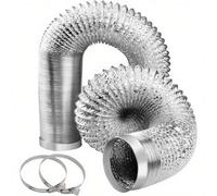Shein 4/6/8 pulgadas Manguera de conducto de aluminio flexible, 4,92/9,84/16,4 pies, con 2 abrazaderas, para sistema de ventilación y escape HVAC, protecció
