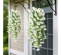 Shein 4/6 piezas Ramo de flores colgantes artificiales, decoración de primavera, flores artificiales para exteriores, combinación de plantas artificiales mu