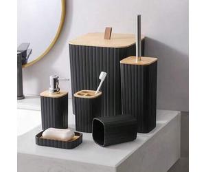 Shein 4/6 piezas Set de baño de madera de lujo Regalo esencial para enseres domésticos + Incluye soporte para cepillo de dientes, lata, dispensador de jabón