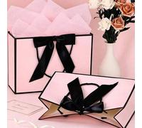 Shein 4/8/12 Sets de Bolsas de Regalo Rosas, Incluye 1 Bolsa de Regalo, 1 Hoja de Papel de Seda, 1 Tarjeta con Cinta, Bolsa de Compras, Bolsa de Embalaje Po