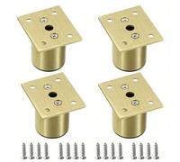 Shein 4 juegos de patas de muebles redondas ajustables de aluminio, patas de muebles de 2 pulgadas en dorado/negro, patas de repuesto resistentes para sofá,