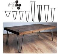 Shein 4 patas de horquilla para muebles, patas de mesa de 30 cm (12 pulgadas) de largo, 2 soportes de 10 mm de grosor, patas de horquilla negras DIY, incluy