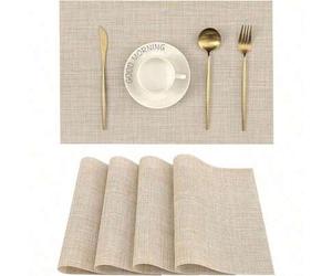 Shein 4 piezas/1 pieza Individuales beige - Resistentes al calor, antideslizantes, lavables, individuales de mesa de comedor de PVC tejido duradero
