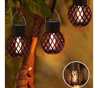Shein 4 piezas/1 pieza Luces solares colgantes de bola de llama 6LED/12LED para exteriores, luces de llama impermeables para decoración de jardín, adecuadas
