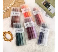 Shein 4 Piezas/1 Set, 6 piezas/1 set Velas en espiral de colores 2025, Velas cónicas de color degradado, Velas de barra larga, Adecuadas para usar en restau