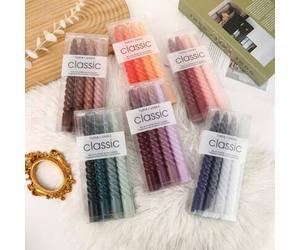 Shein 4 Piezas/1 Set, 6 piezas/1 set Velas en espiral de colores 2025, Velas cónicas de color degradado, Velas de barra larga, Adecuadas para usar en restau