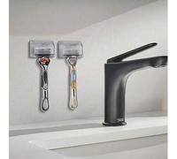 Shein 4 piezas/2 sets Soporte de pared para ducha con gancho autoadhesivo para almacenar cuchillas, estropajo, toalla y cepillo de dientes. Organizador para