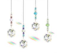 Shein 4 piezas Bola de prisma atrapasol de cristal - Cuentas de colores colgantes creador de arcoíris para decoración de ventana y jardín