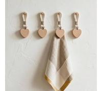 Shein 4 piezas Clips para toallas con forma de corazón antideslizantes para colgar instantáneamente, soporte para toallas de cocina, paños de cocina, toalla