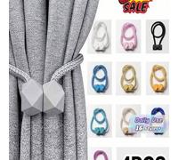 Shein 4 PIEZAS de Agarradores de cortina magnéticos - Diseño de cuerda de poliéster gruesa moderna, clips de cortina magnéticos fuertes para dormitorio, sal