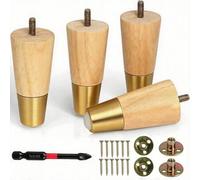 Shein 4 piezas de patas de muebles de madera, patas redondas sólidas de 4 pulgadas de estilo mid-century, patas de sofá de madera de repuesto, adecuadas par