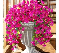 Shein 4 piezas de plantas colgantes de seda artificial con flores, enredadera de eucalipto verde con protección UV para exteriores, flores de gloria de la m