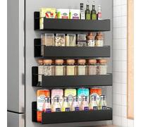 Shein 4 piezas Estante magnético para especias - Gran capacidad, sin necesidad de perforar, montado en la pared, asistente de almacenamiento de cocina - Mat