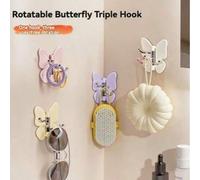 Shein 4 piezas Ganchos adhesivos fuertes con forma de mariposa giratoria, ganchos giratorios triangulares sin taladro con alas ajustables, adecuados para in