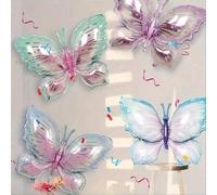 Shein 4 piezas Globos de mariposa degradados, globos para fiesta de cumpleaños, decoración de vacaciones globos de mariposa de dibujos animados, accesorios