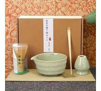 Shein 4 piezas Juego de té Matcha Premium, incluye batidor de bambú, tazón de cerámica, cuchara y soporte, kit completo de herramientas tradicionales japone