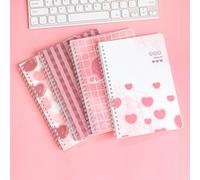 Shein 4 piezas/paquete A5 cuaderno espiral con 60 páginas rayadas patrón de flores de dibujos animados lindo 4 diseños surtidos
