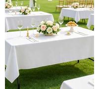 Shein 4 piezas/Set Mantel rectangular desechable de plástico blanco de 137x183cm, adecuado para fiesta de cumpleaños, boda, picnic, decoración de mesa de co