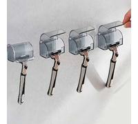 Shein 4 piezas Soporte de pared para ducha con ganchos autoadhesivos que sostienen la navaja, la esponja, la toalla y el cepillo de dientes, para almacenami