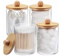 Shein 4 piezas Soporte para hisopos de algodón, dispensador de almohadillas, caja de almacenamiento de hisopos de algodón de acrílico transparente, adecuado