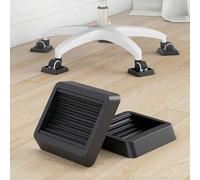 Shein 4 piezas Soportes de ruedas, Topes de ruedas de silla de oficina, Almohadillas de fijación de ruedas universales, Tazas de goma cuadradas negras para